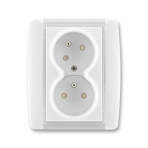 ABB 5513E-C02357 01 Zásuvka dvojnás. chráněná s clonkami, bezšroub. svorky