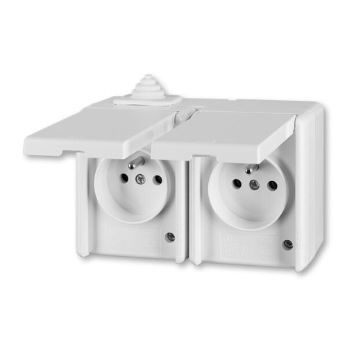 ABB 5518-2029 B Zásuvka dvojnásobná s víčky, IP 44 PRAKTIK bílá