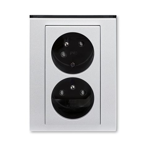 ABB 5513H-C02357 70 Zásuvka dvojnásobná s ochr.kolíky, s clonkami, s natočenou dutinou