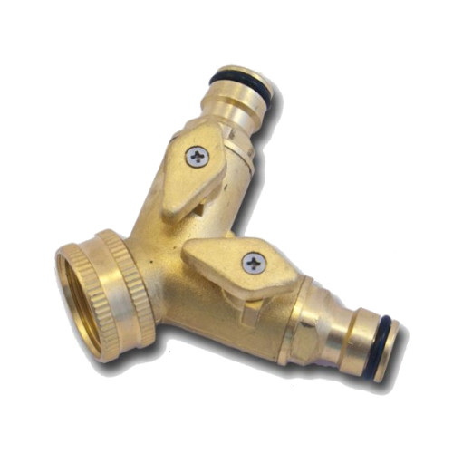 XTline Rozdvojka 3/4" s ventily pro 2 rychlospojky, mosazná