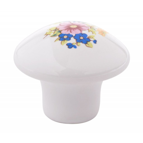 Nábytkový knopek Kytice O 38mm, porcelán, bílý