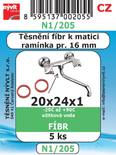 Těsnění k matici ramínka 1/2" 20x24x1 fíbr 5ks