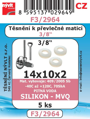 Těsnění převlečných matic 3/8" 15x8x2 slikon 5ks