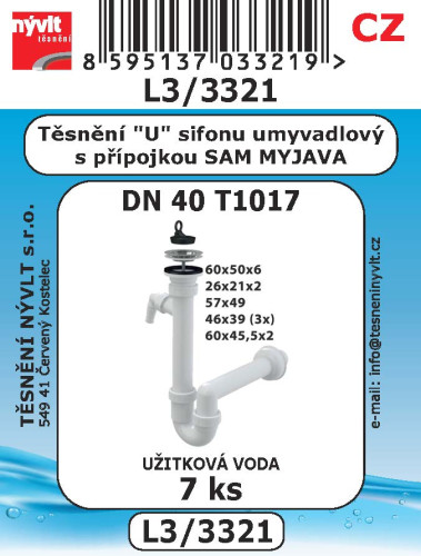 Těsnění umyvadlového sifonu typ U T1017 SAM HOLDING 7ks