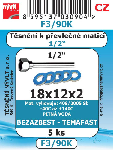 Těsnění převlečných matic 1/2" 18x12x2 bezazbest 5ks