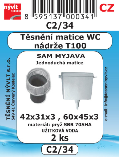 Těsnění montážní matice splachovače WC T100 pryž