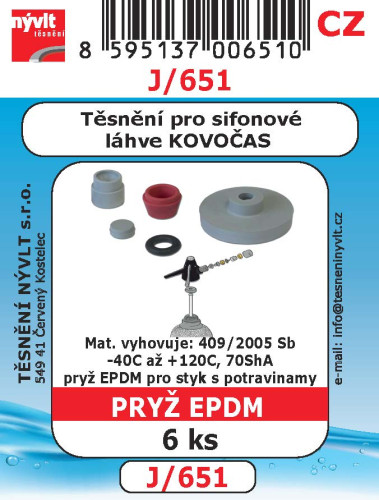 Těsnění sifonové láhve universální pryž EPDM 6ks