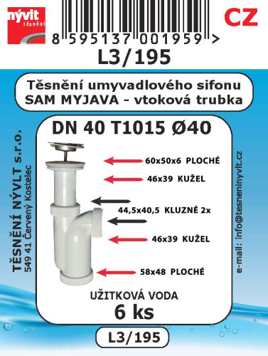Těsnění umyvadlového sifonu SAM Holding DN40 6ks