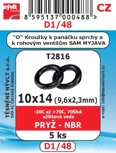 Těsnění O kroužků 10x14 pryž 5ks