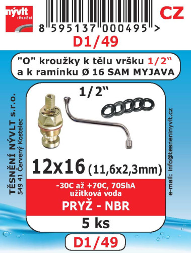 Těsnění O kroužky 12x16 pryž 5ks