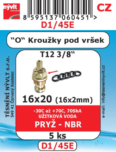 Těsnění O kroužky 16x20 pryž 5ks