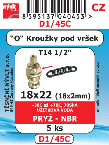 Těsnění O kroužky 18x22 pryž 5ks