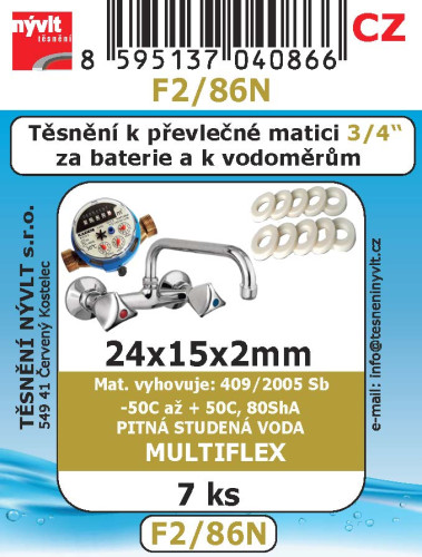 Těsnění převlečných matic 3/4" 24x15x2 multiflex G80 7ks