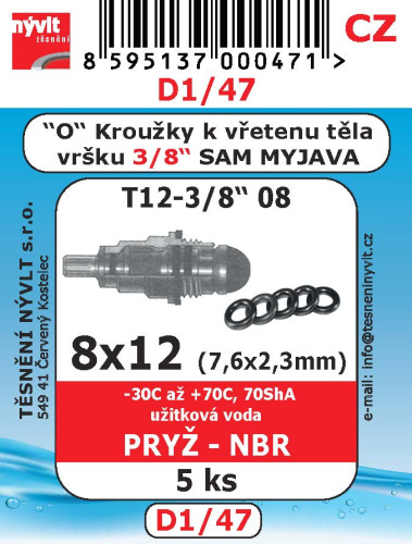 Těsnění O kroužky 8x12 pryž 5ks
