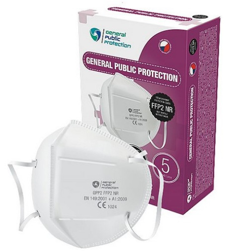 Respirátor s certifikací GPP2 FFP2 NR, bílý, 5ks