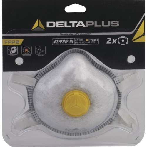 Respirátor Deltaplus M2FP2VPLW skořepina FFP2 s ventilkem, OHNIVZDORNÝ - 2 kusy