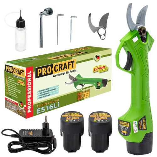 Procraft ES16Li Nůžky zahradní aku 16V Li-ion, 2x 2000mAh