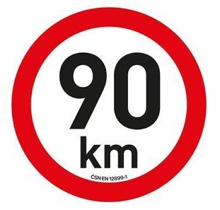 Samolepka omezení rychlosti 90 km/h reflexní (200 mm)