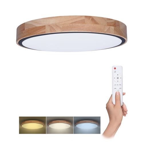 Solight SWO8005 LED stropní světlo Iron Oak, 48W, 3360 lm, stmívatelné, změna chromatičnosti, dálkové ovládání