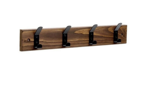 Věšáková lišta 500x80mm, 4 háčků, drásané dřevo, palisandr