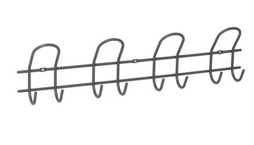 Věšáková lišta 530x142mm, 4 dvojháčky, šedá